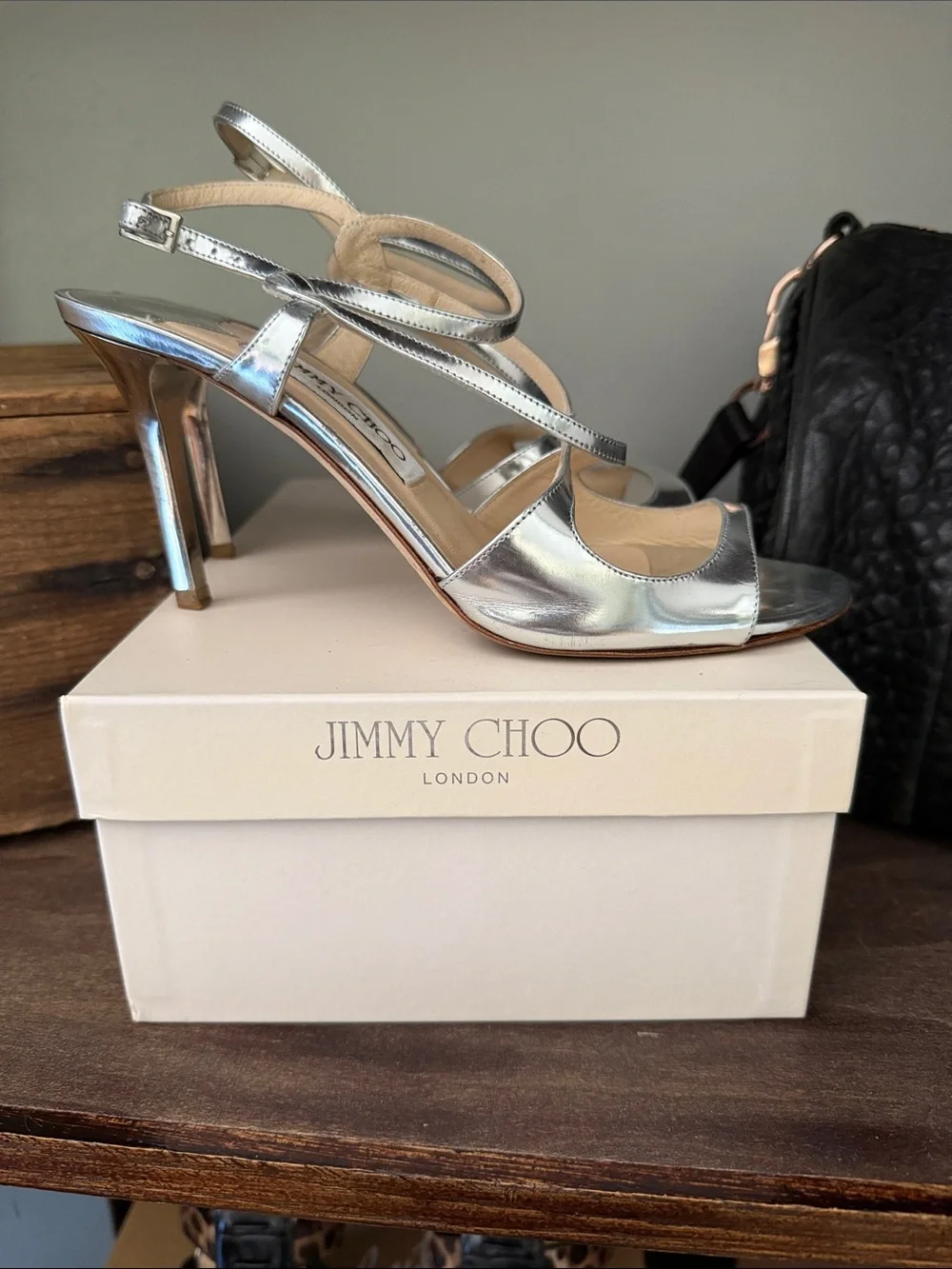 Jimmy Choo Silver Metallic Paxton Strappy Heels